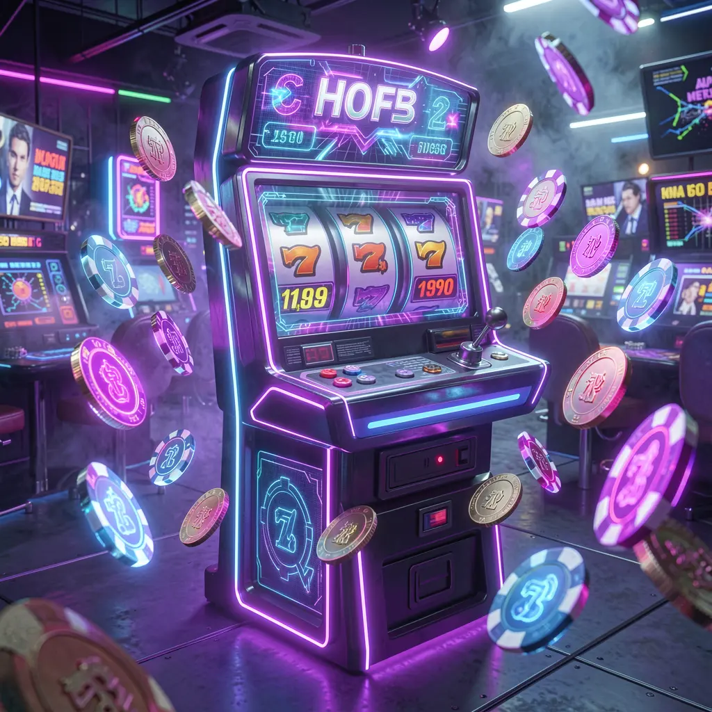Modern slot machine surrounded by glowing digital coins in a neon casino environment showcasing the immersive online slot experience at DDPH for Philippine players